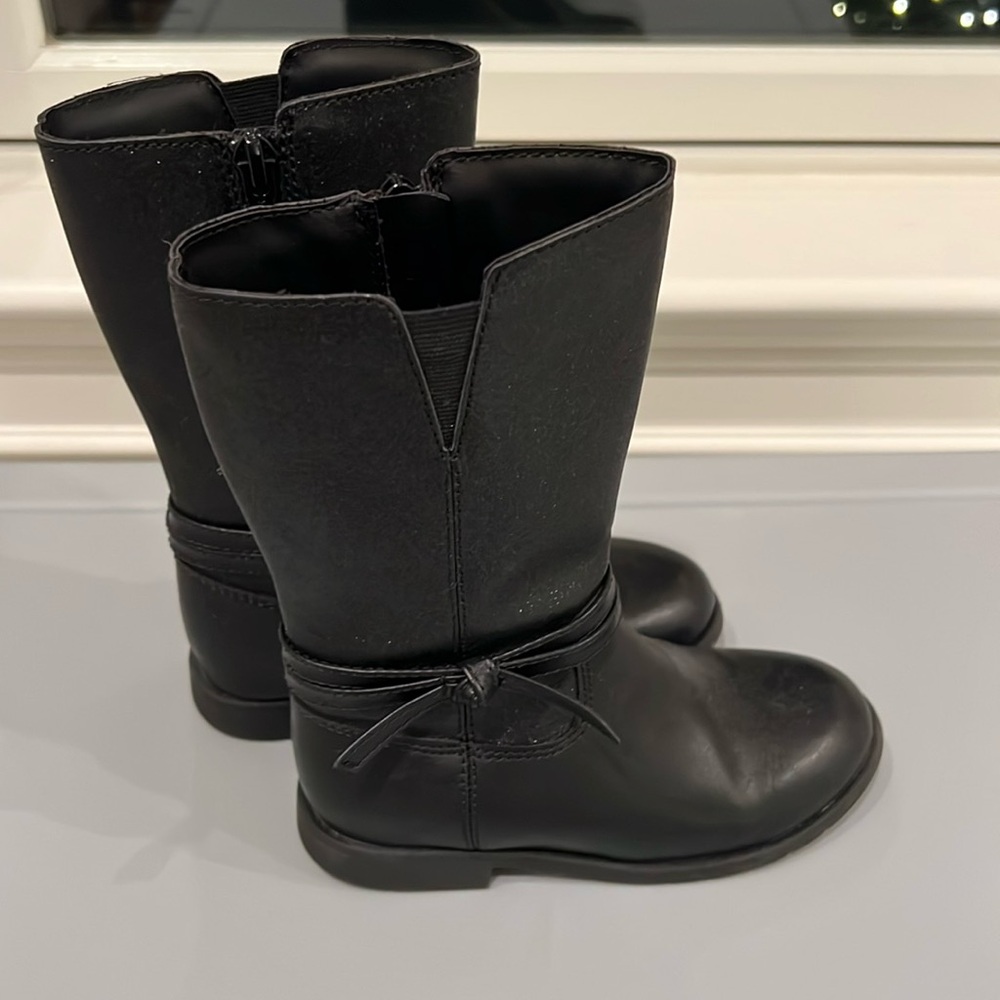 Stride Rite Jess boot girls size 10 black sparkle with bow detail